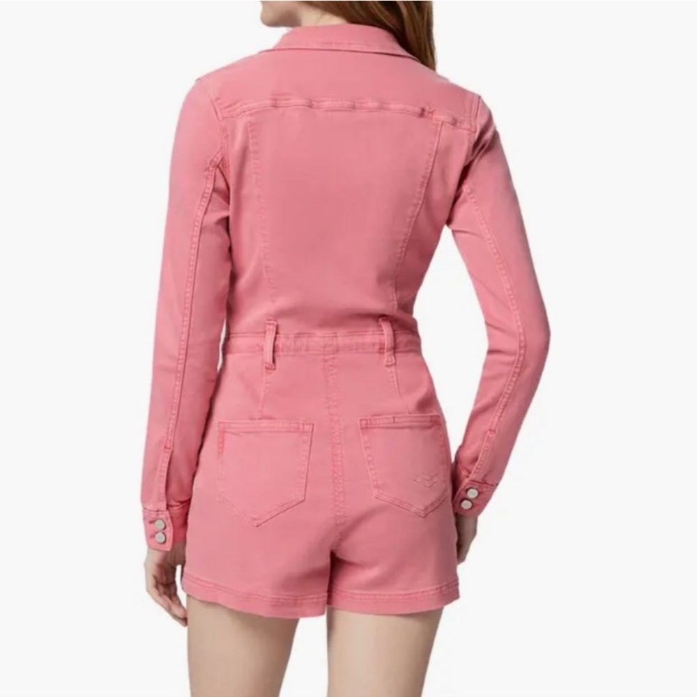 PAIGE Pink Long Sleeve Belted Shorts Romper - Picture 2 of 7